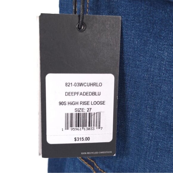 NWT RE/DONE Women’s 90s HIGH RISE LOOSE Deep Faded Blue Button Fly Jeans Size 27 - Picture 12 of 12